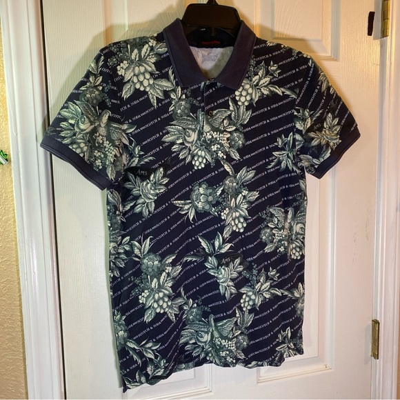 Scotch & Soda Other - Scotch Soda Mens S SMALL Polo Shirt Floral All Over Print Logo Golf Preppy Adult
